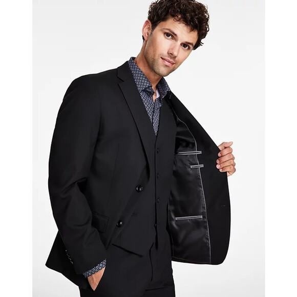 Alfani Men's Black Stretch Solid Slim-Fit Tailored Formal Suit Jacket Size 44R - Picture 3 of 8